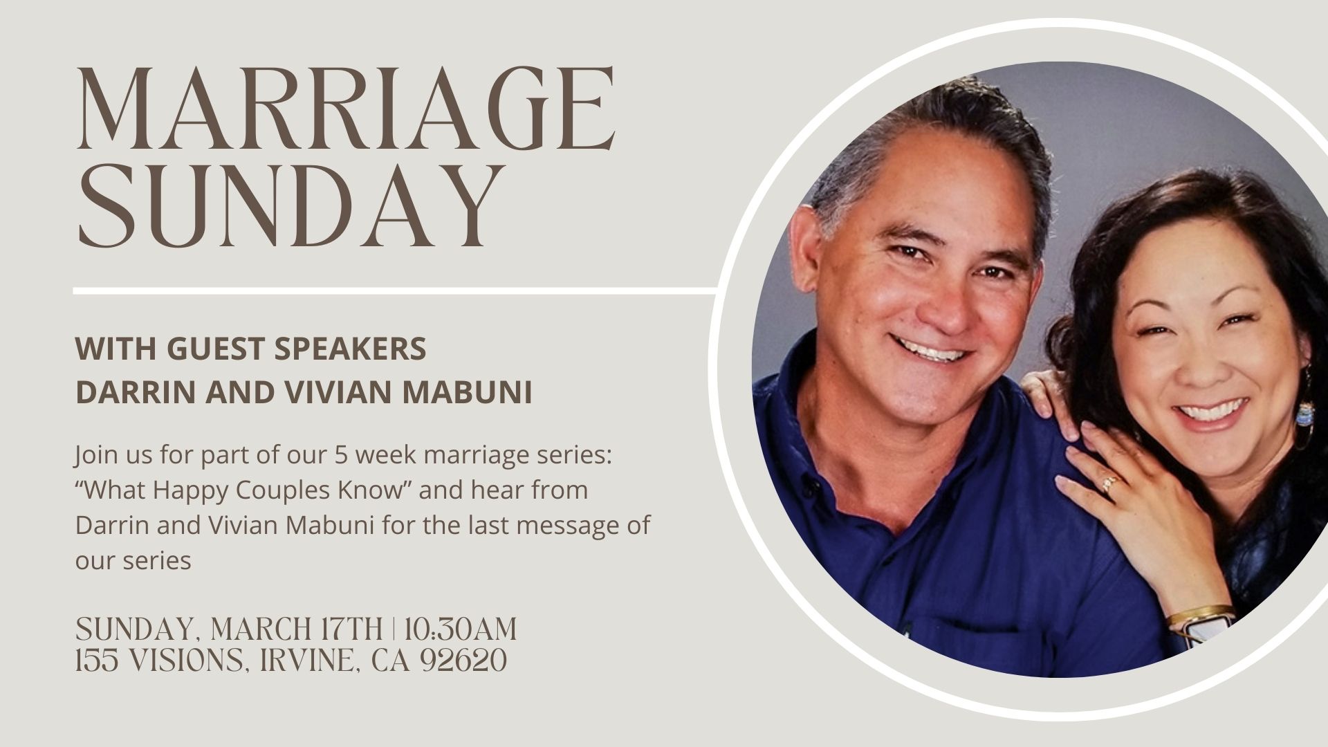 Marriage Sunday with Guest Speakers Darrin and Vivian Mabuni | Grace ...